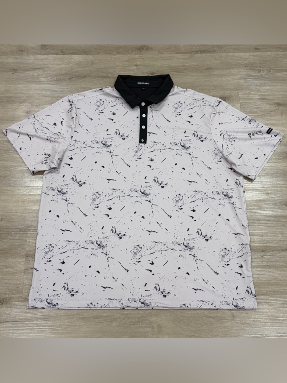 Byrd Gang Shirt Mens 3XL Cream Paint Splatter Performance Polo Stretch Golf